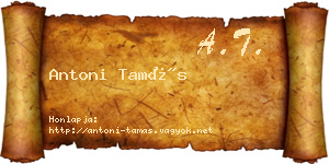 Antoni Tamás névjegykártya